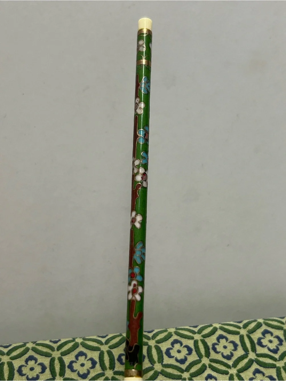 Vintage Chopstick Set Cloisonné Floral with Original Box 2 Sticks